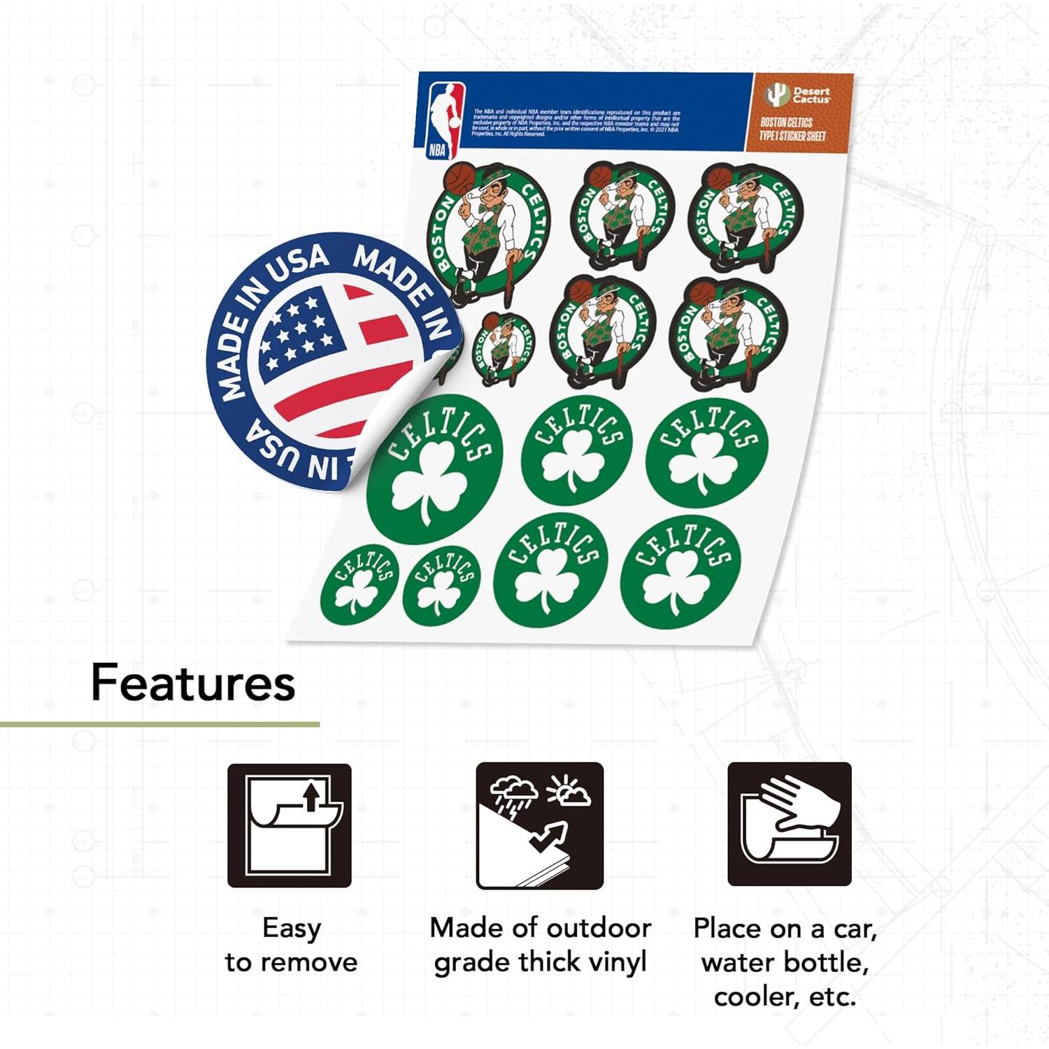 Calcomanías NBA Boston Celtics Desert Cactus Vinilo 27.94x21.59cm