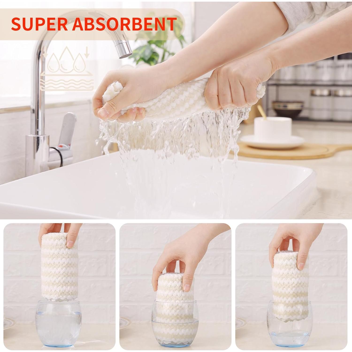 Paquete de 12 Paños de Cocina Homaxy Microfibra Beige 25.4 cm