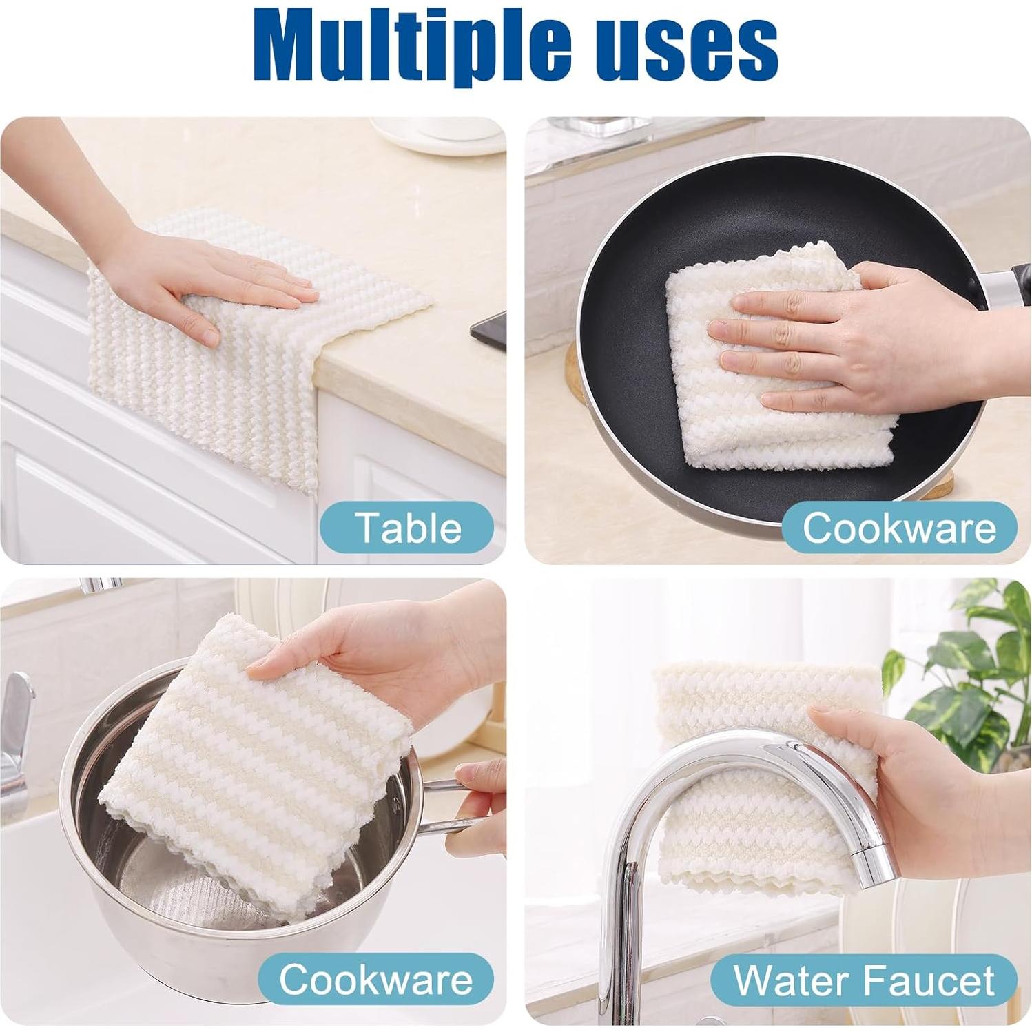 Paquete de 12 Paños de Cocina Homaxy Microfibra Beige 25.4 cm