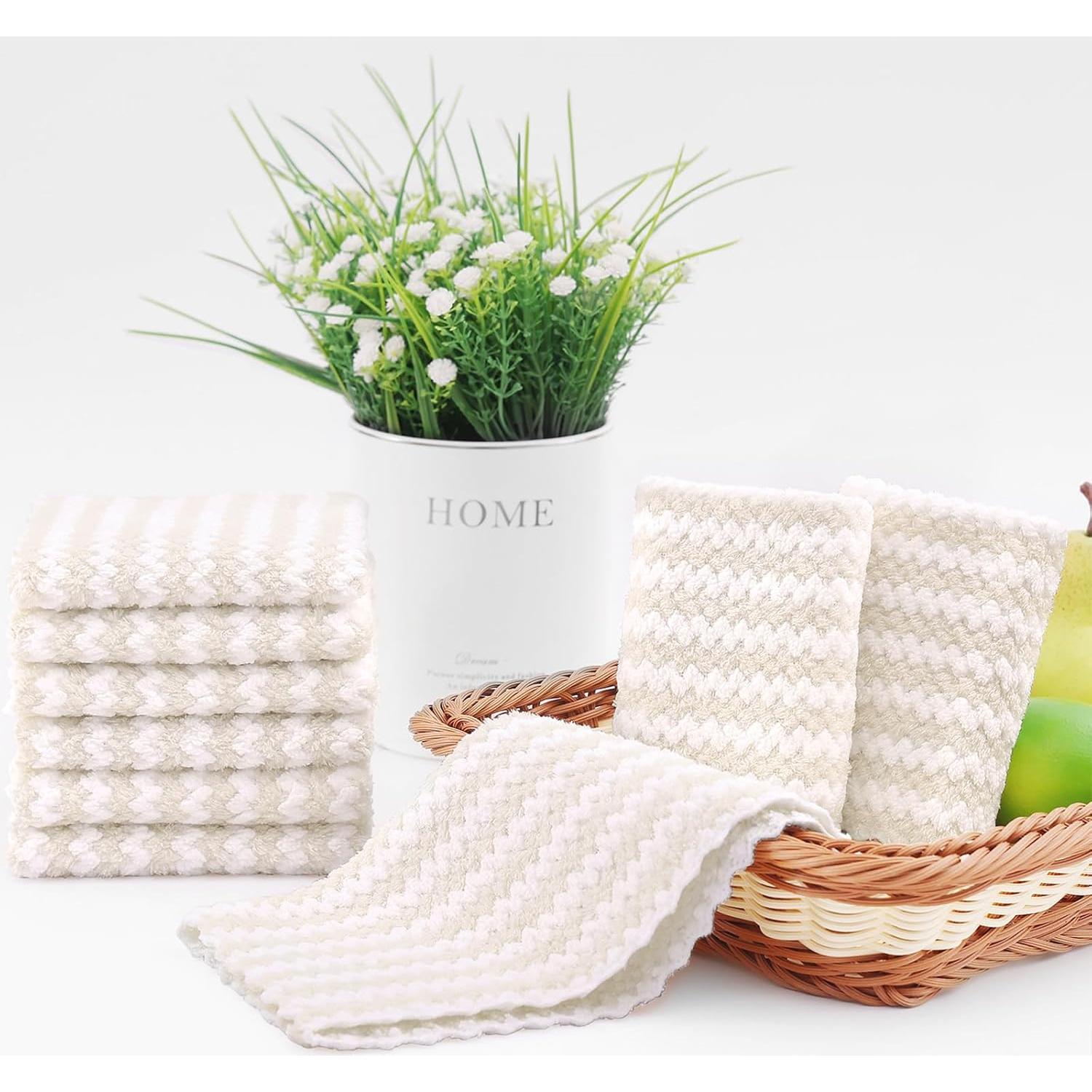 Paquete de 12 Paños de Cocina Homaxy Microfibra Beige 25.4 cm