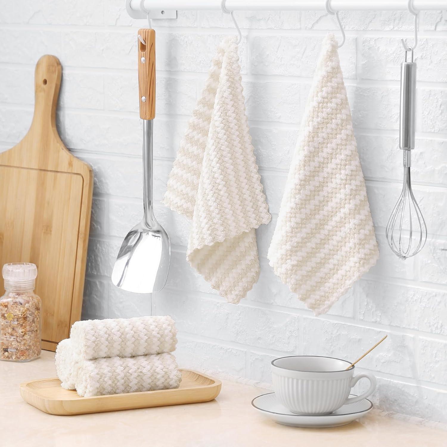 Paquete de 12 Paños de Cocina Homaxy Microfibra Beige 25.4 cm