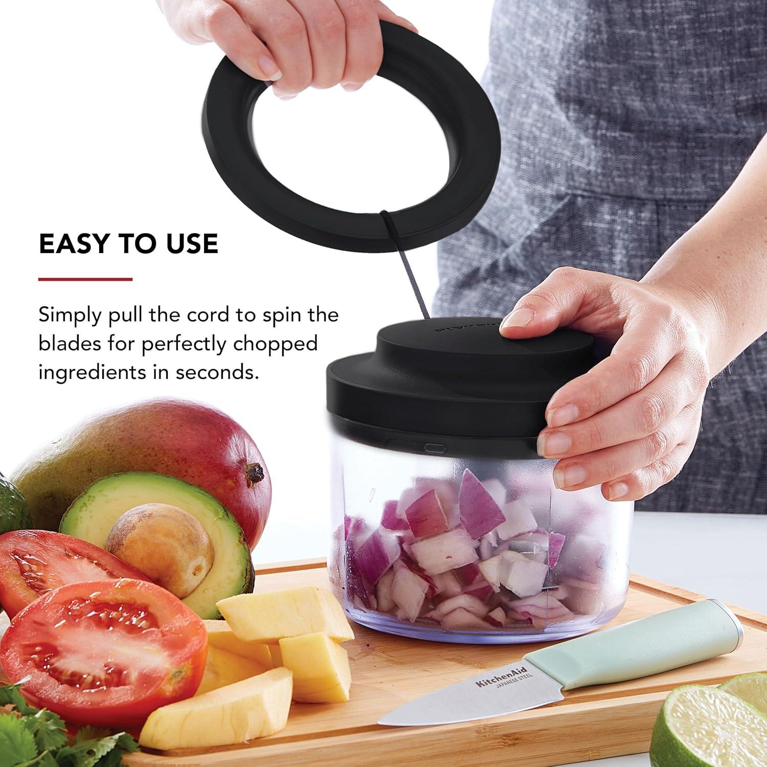 Picador Manual KitchenAid 3.8 Tazas Negro - Cuchillas Acero Inoxidable