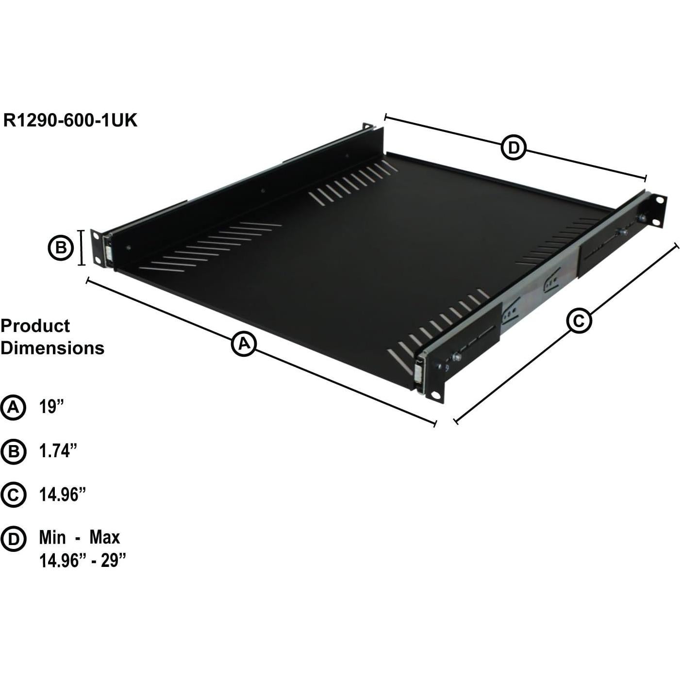 Bandeja Deslizante Extra Profunda Penn-Elcom 1U Rack 38.1cm