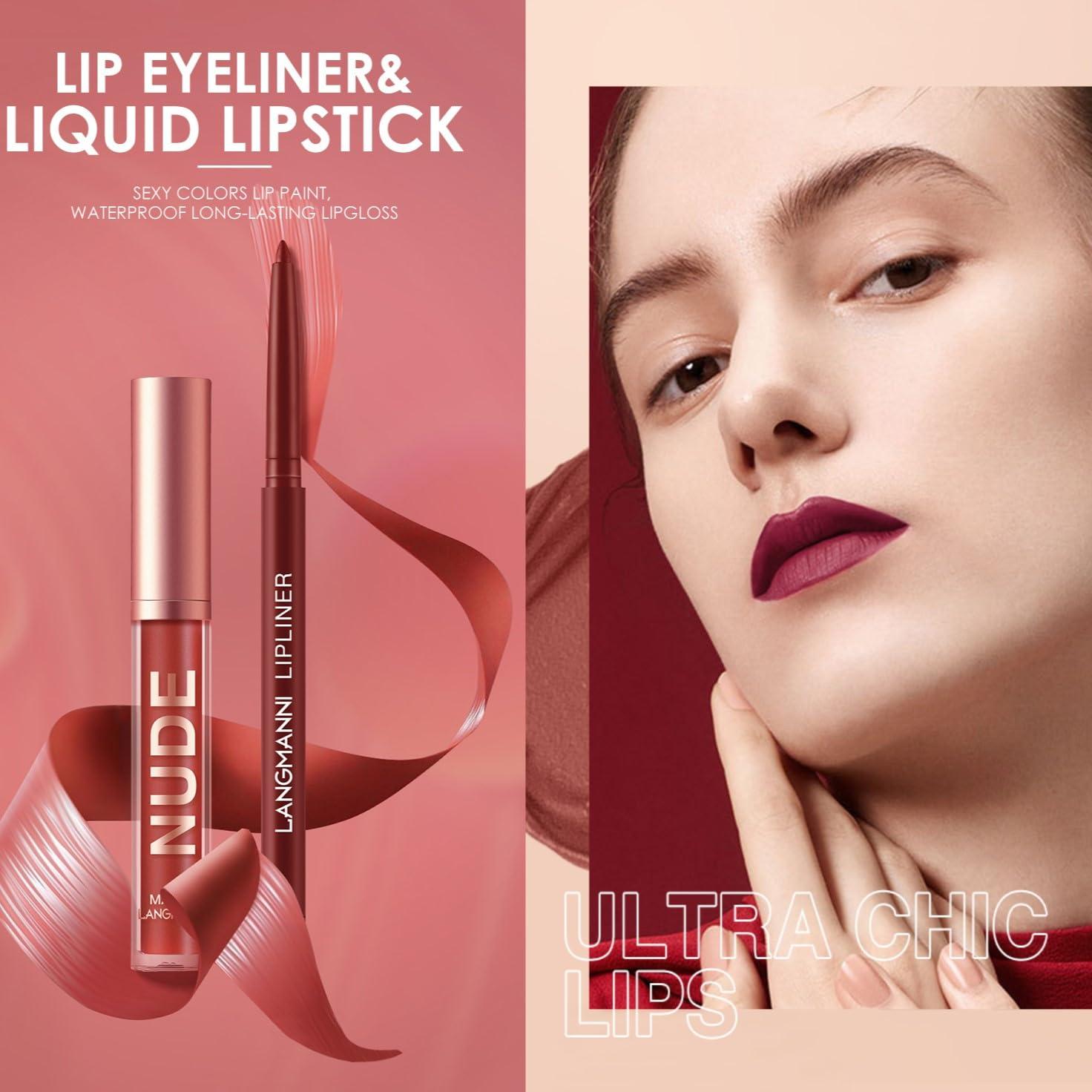 Set de Maquillaje LANGMANNI: 6 Pintalabios Mate y Lápices