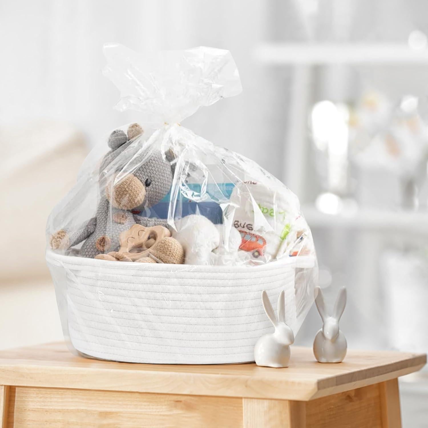 Cesta de Regalo Tejida HONCESTA 30x20x12 cm Blanca