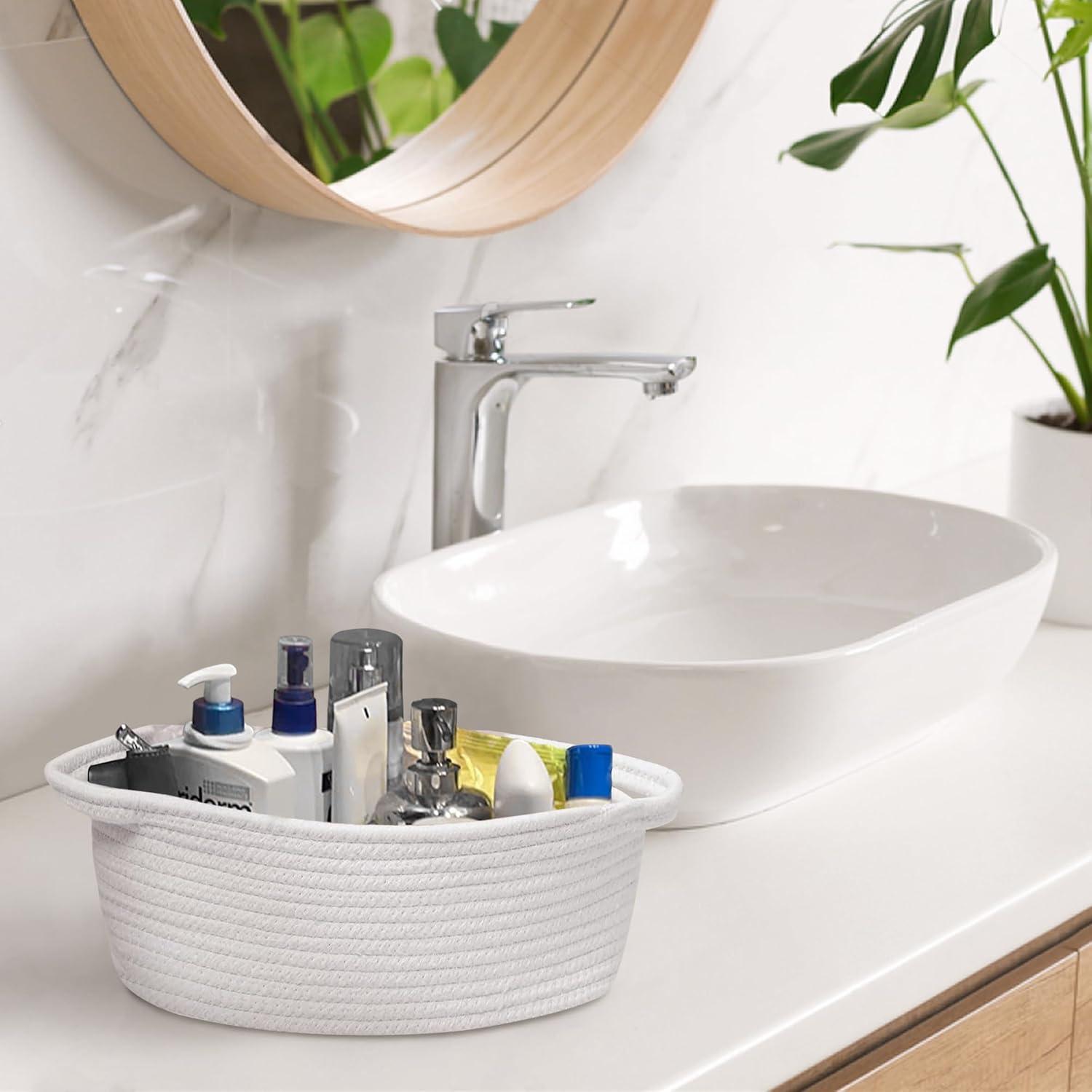 Cesta de Regalo Tejida HONCESTA 30x20x12 cm Blanca