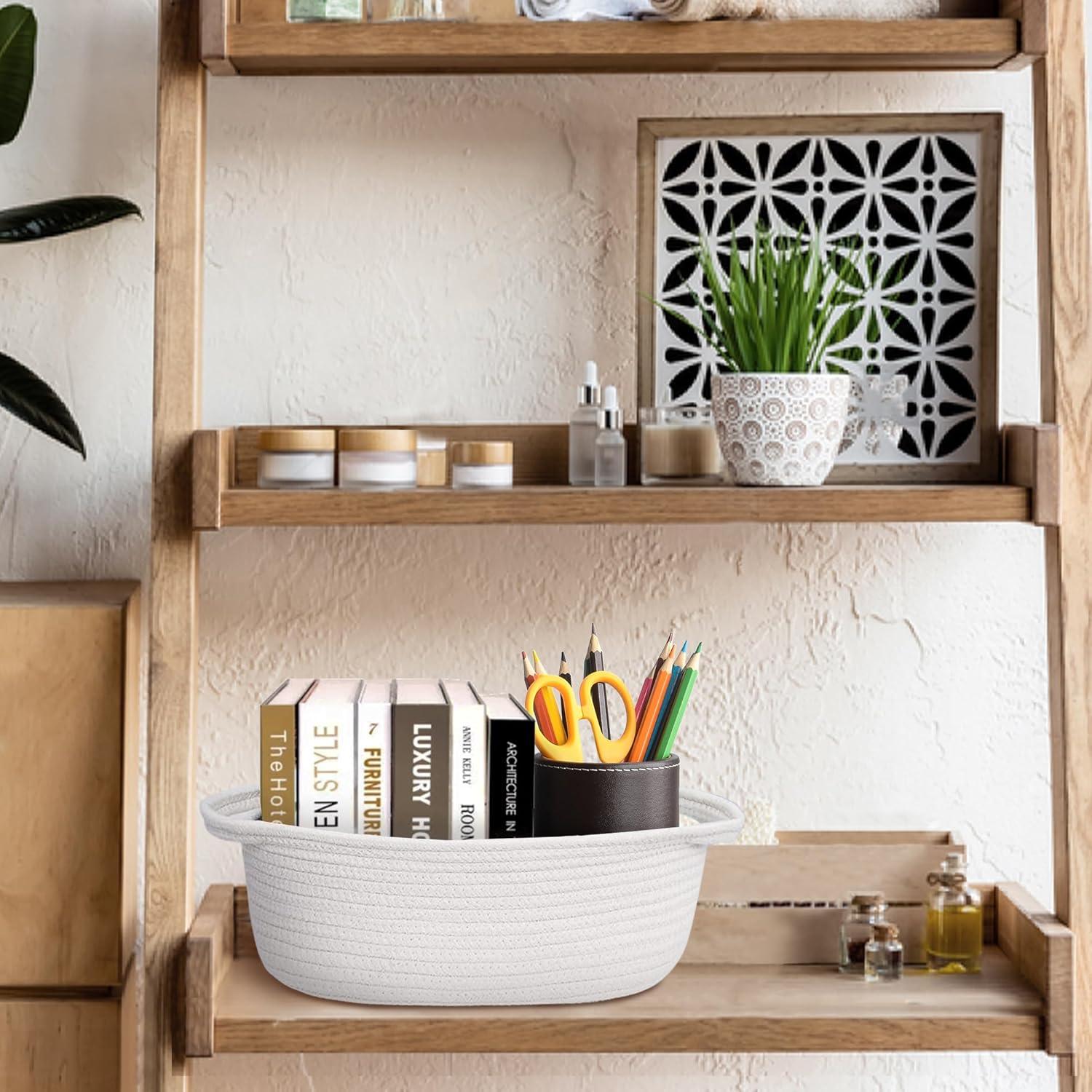 Cesta de Regalo Tejida HONCESTA 30x20x12 cm Blanca