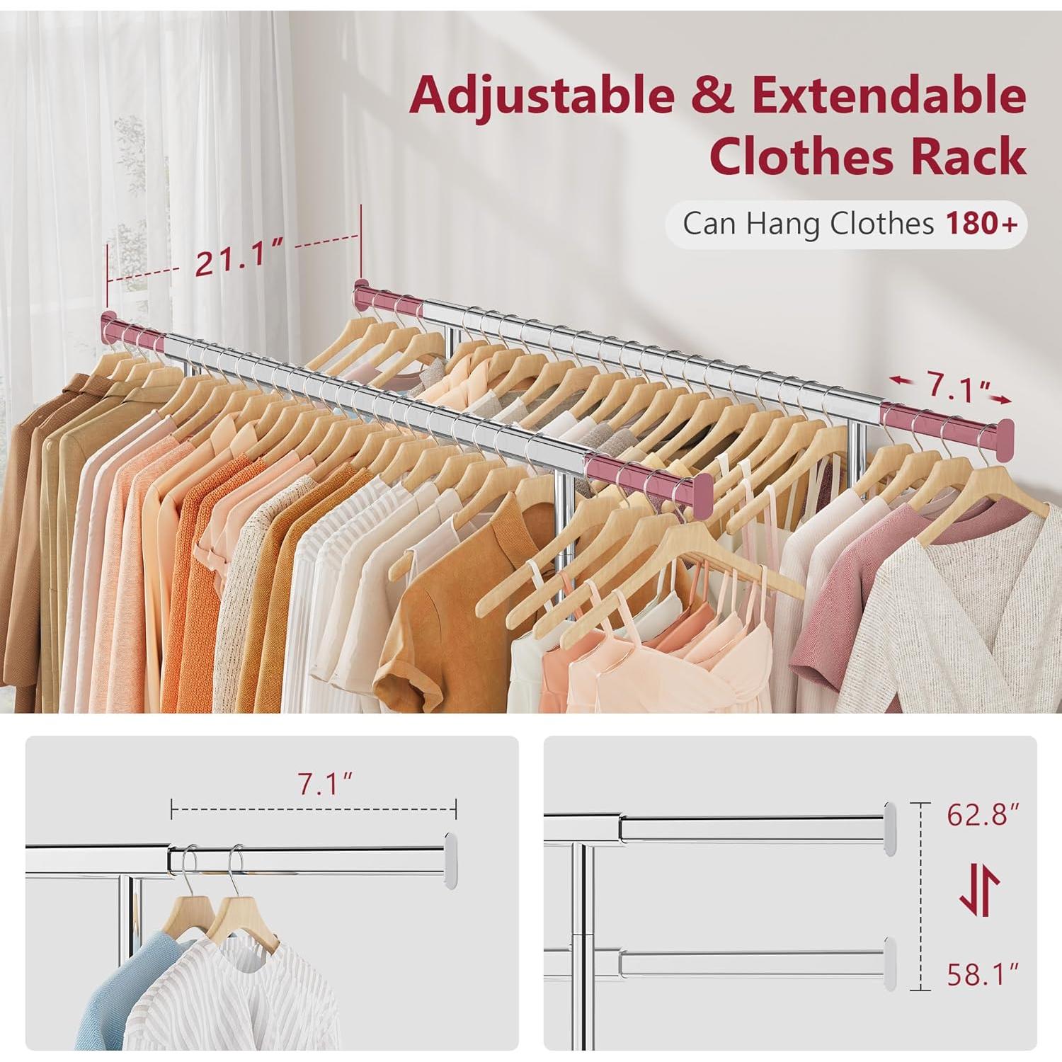 Perchero Doble Barra Tajsoon Plegable con Ruedas 217.7 kg