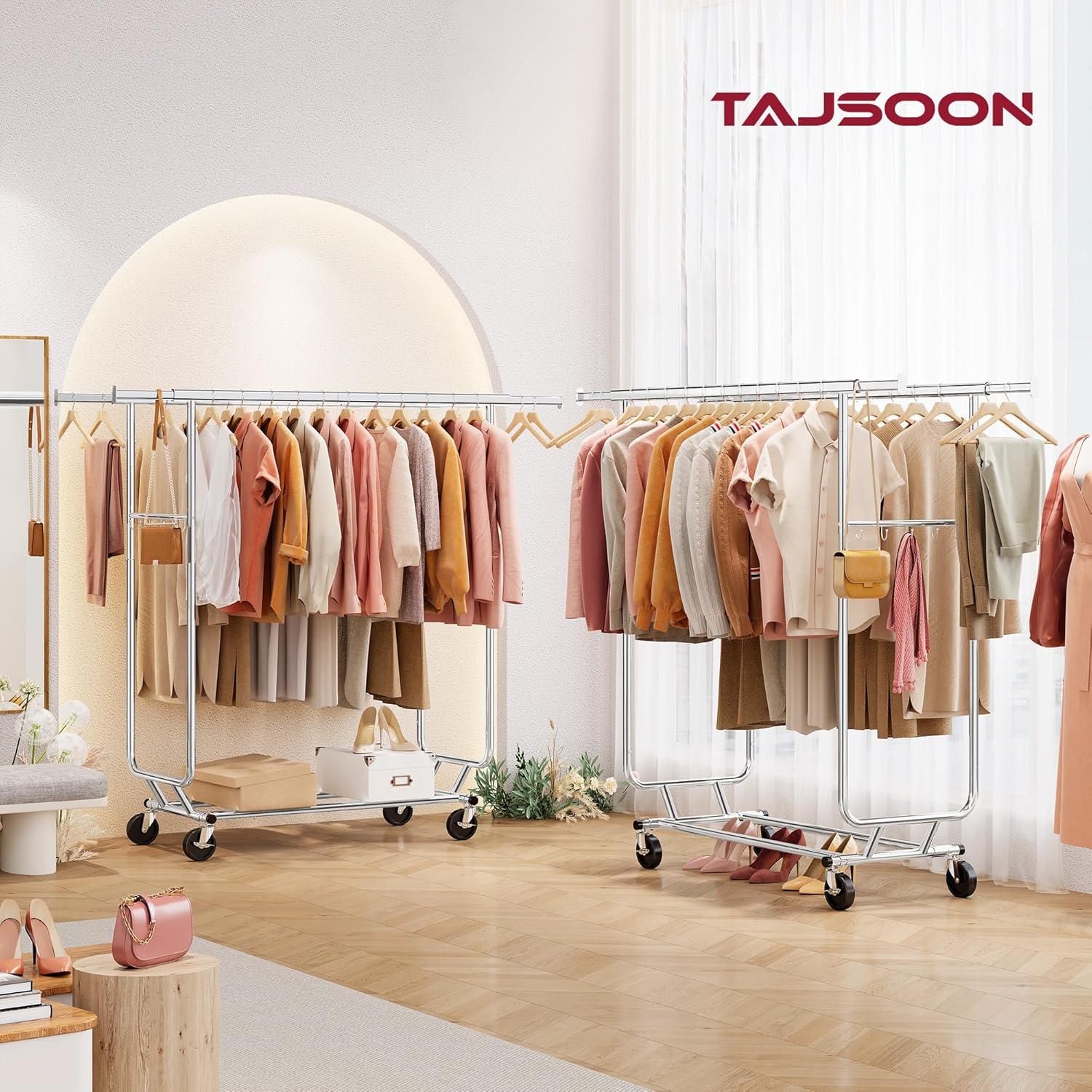 Perchero Doble Barra Tajsoon Plegable con Ruedas 217.7 kg