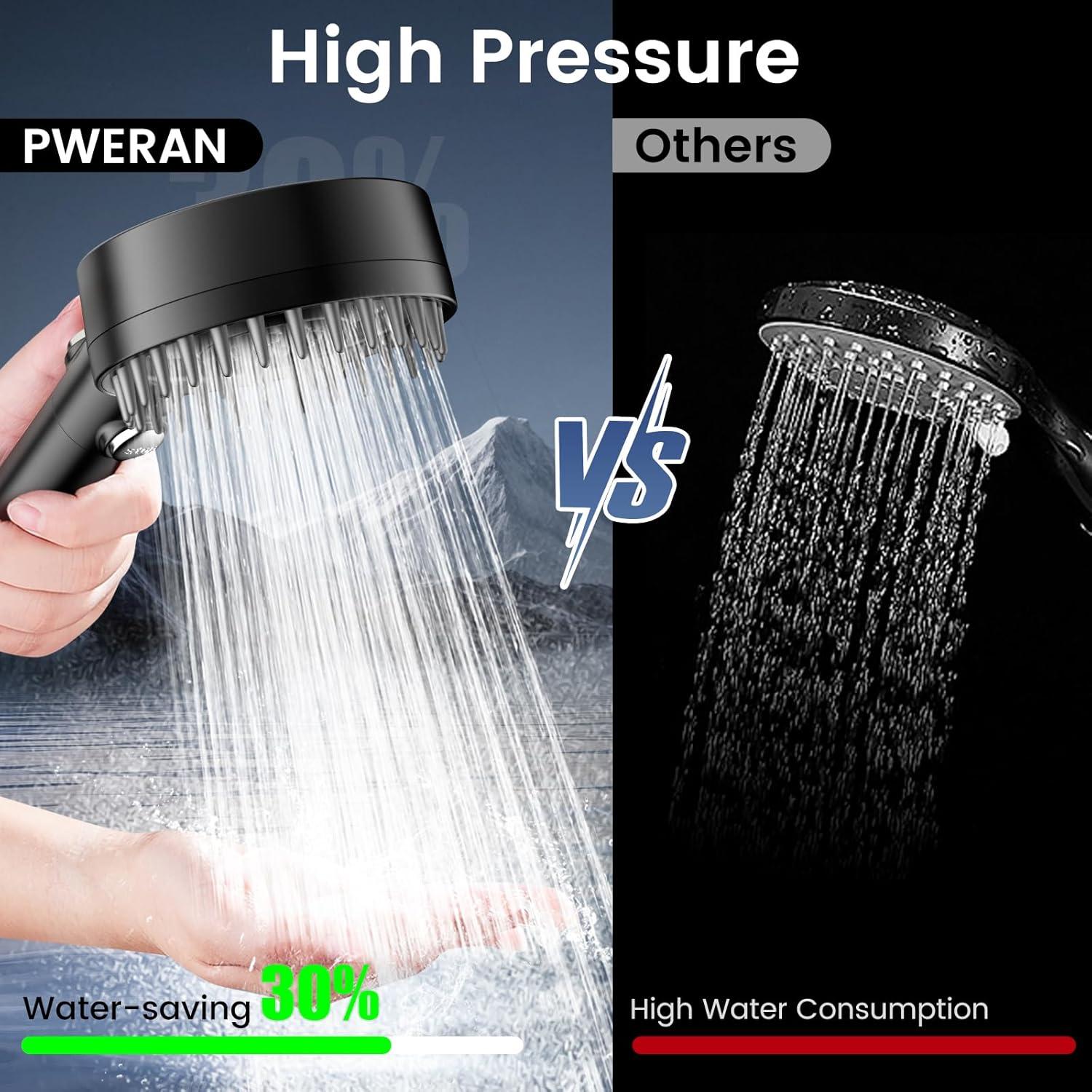Cabezal de Ducha Filtrado PWERAN 5" Alta Presión 4 Modos