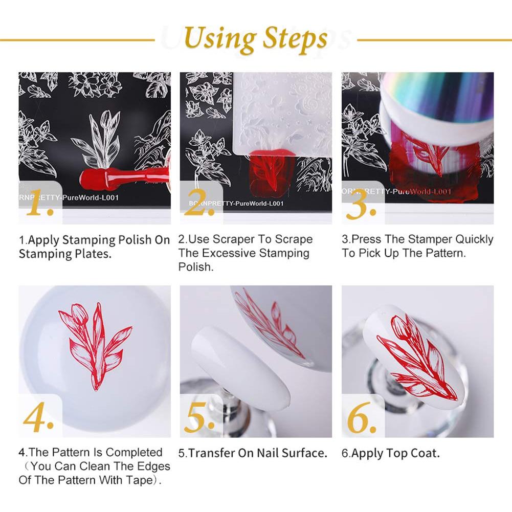 Juego de Placas de Estampado de Uñas Born Pretty - 6 Temas