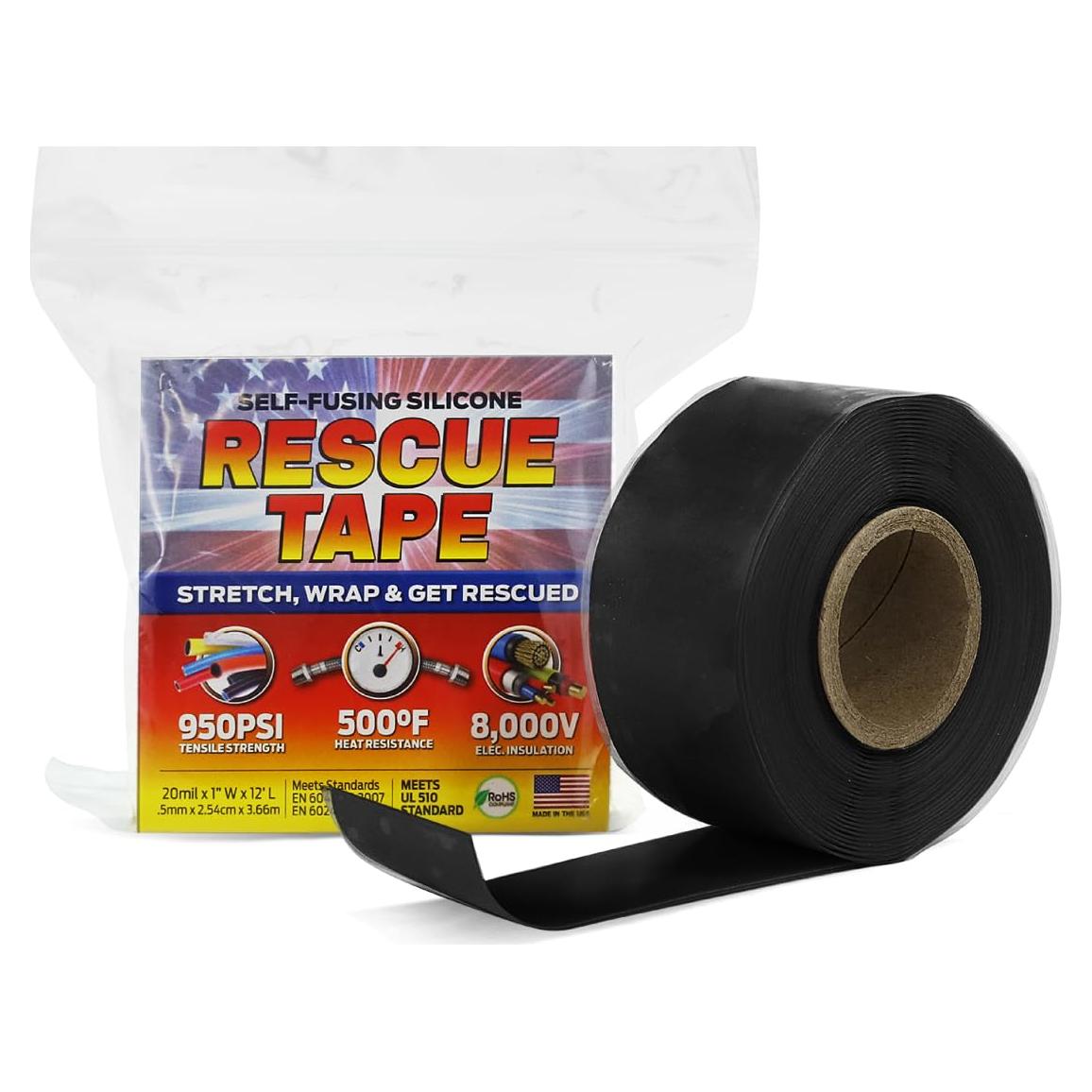 Cinta de Silicona Auto-Fusionante Rescue Tape 3.66m Negra