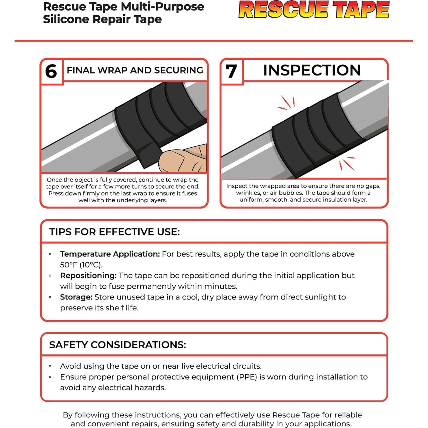 Cinta de Silicona Auto-Fusionante Rescue Tape 3.66m Negra