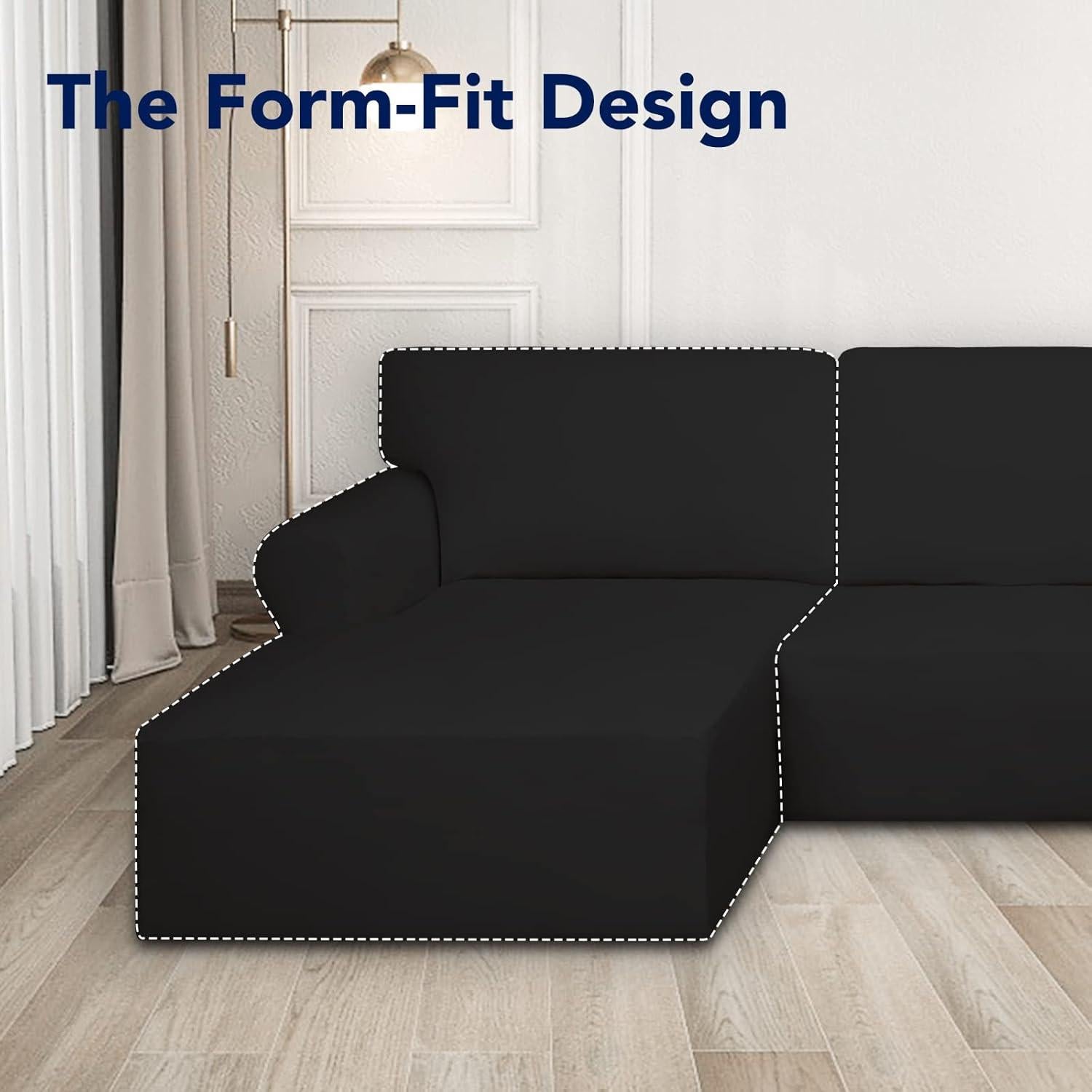 Cubierta de Sofá Seccional PureFit 2 Pcs Antideslizante Negro