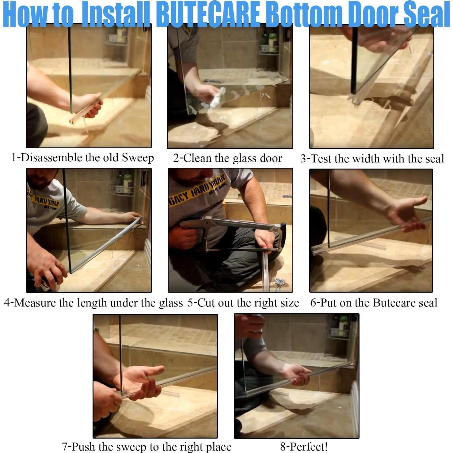 Paquete de 2 sellos inferiores Butecare para puertas de ducha 99 cm