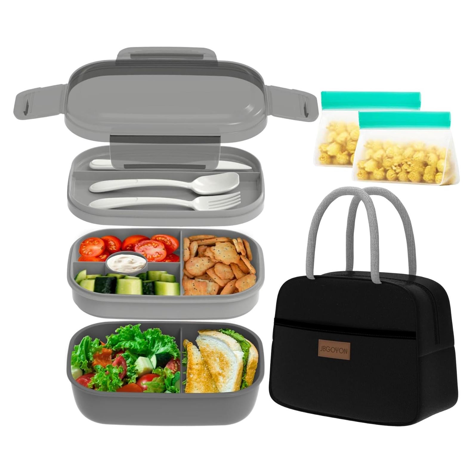 Caja de Almuerzo Bento JBGOYON - 3 Contenedores Apilables 1.89L