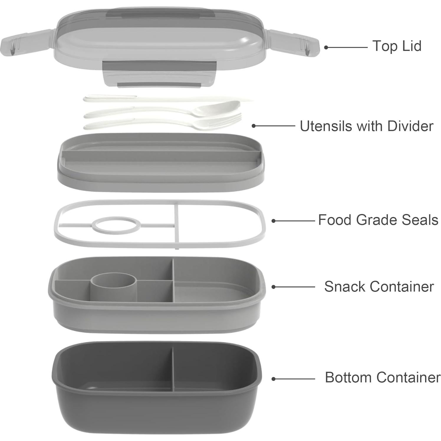 Caja de Almuerzo Bento JBGOYON - 3 Contenedores Apilables 1.89L