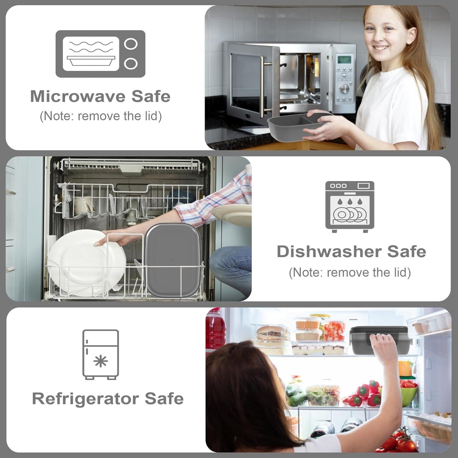 Caja de Almuerzo Bento JBGOYON - 3 Contenedores Apilables 1.89L