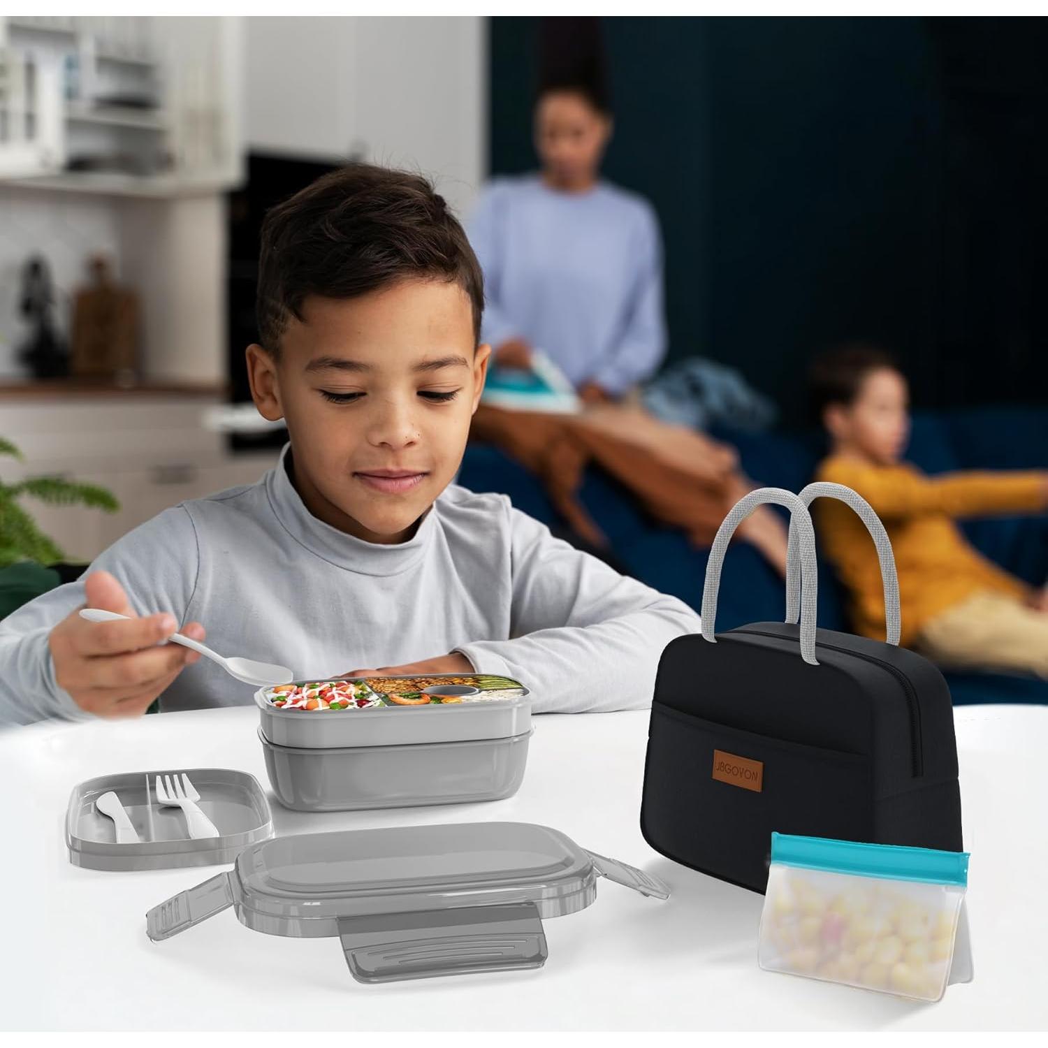 Caja de Almuerzo Bento JBGOYON - 3 Contenedores Apilables 1.89L