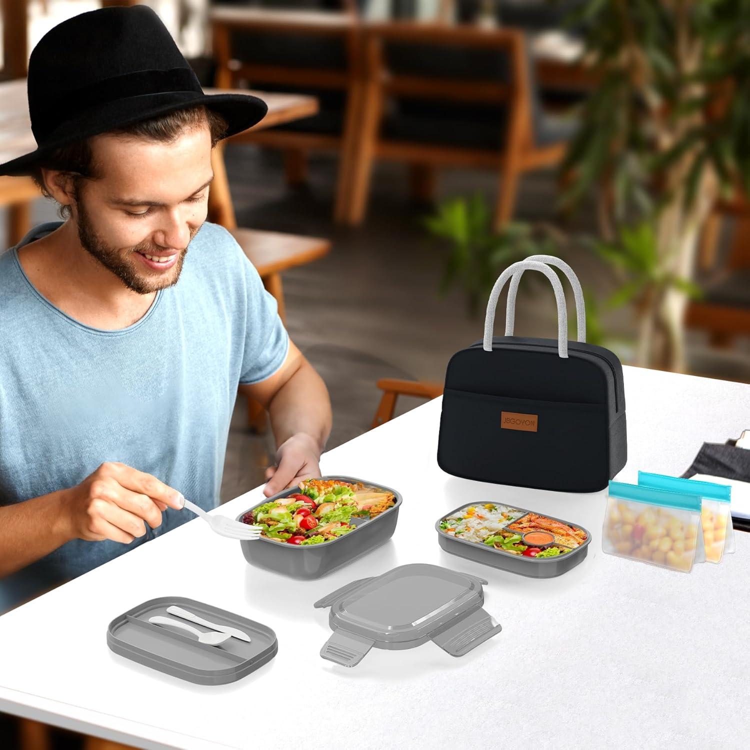 Caja de Almuerzo Bento JBGOYON - 3 Contenedores Apilables 1.89L