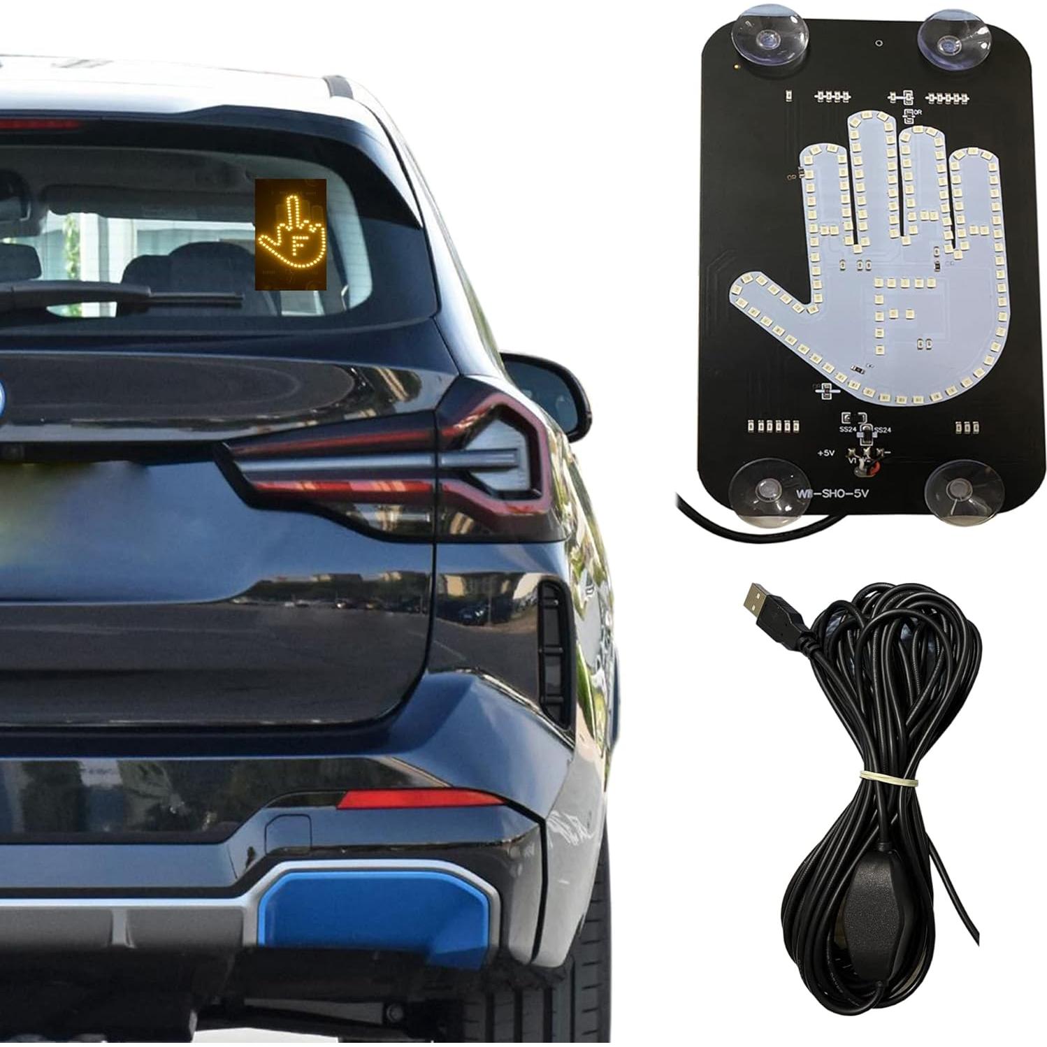 Luz LED de Dedo FiHoii para Coche - Accesorio Divertido Negro