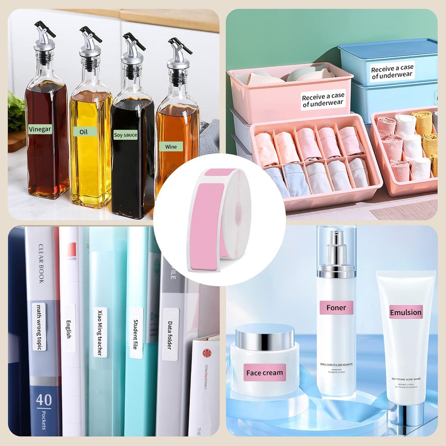 Label Maker Tape - 5 Rolls(800 Pieces) for D11/D110/D101 Printer Address Name File Waterproof Label Sticker for Daycare,School,Baby Bottles,Lunch Boxe and Cup,Christmas Supplies(0.47 x 1.57 Inch)