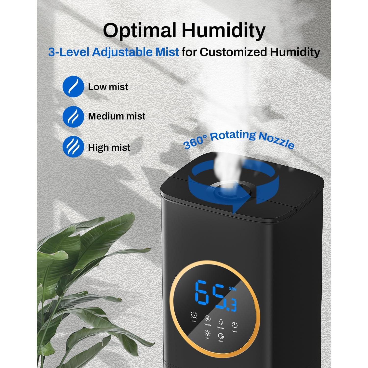 Humidificador Lacidoll 8L con Luz Nocturna y Difusor de Aromas