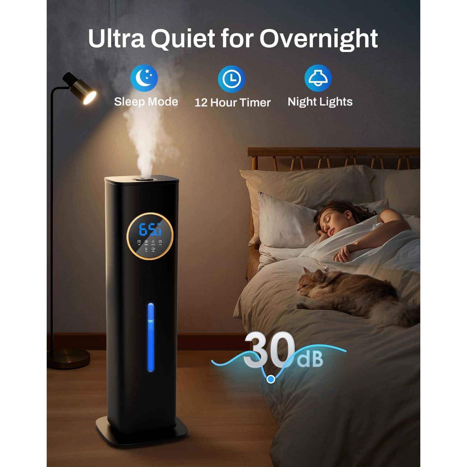 Humidificador Lacidoll 8L con Luz Nocturna y Difusor de Aromas