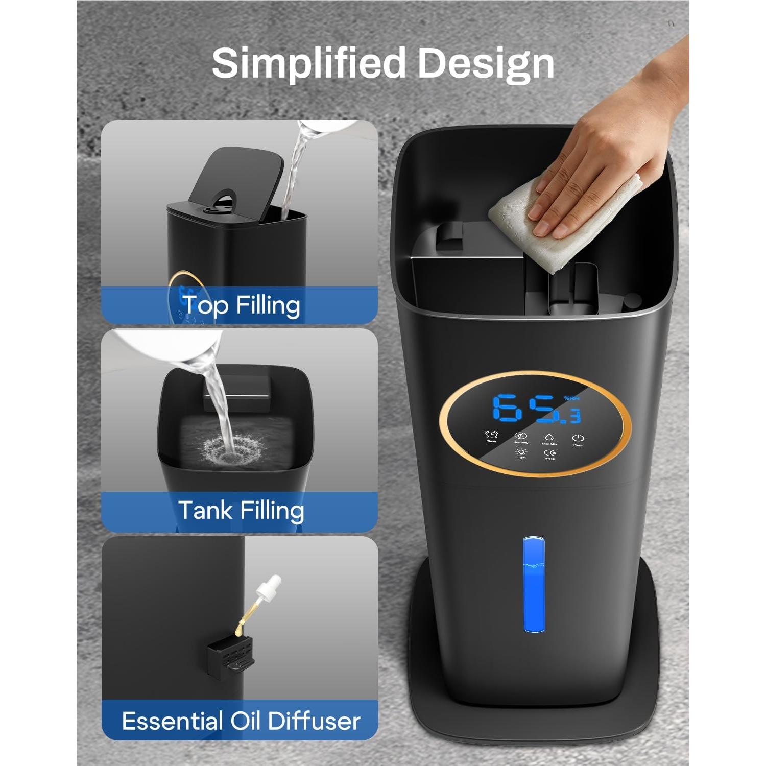 Humidificador Lacidoll 8L con Luz Nocturna y Difusor de Aromas