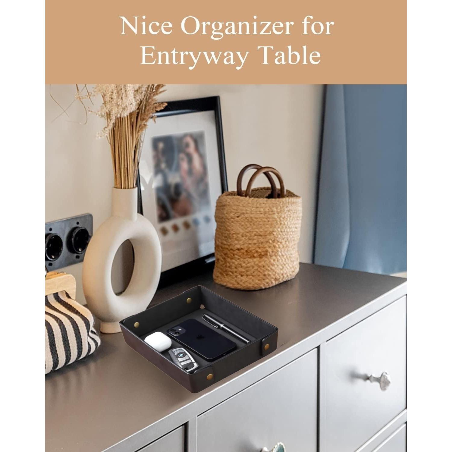 Bandeja Organizador de Cuero Sintético CASIRENA - Negro, Plegable