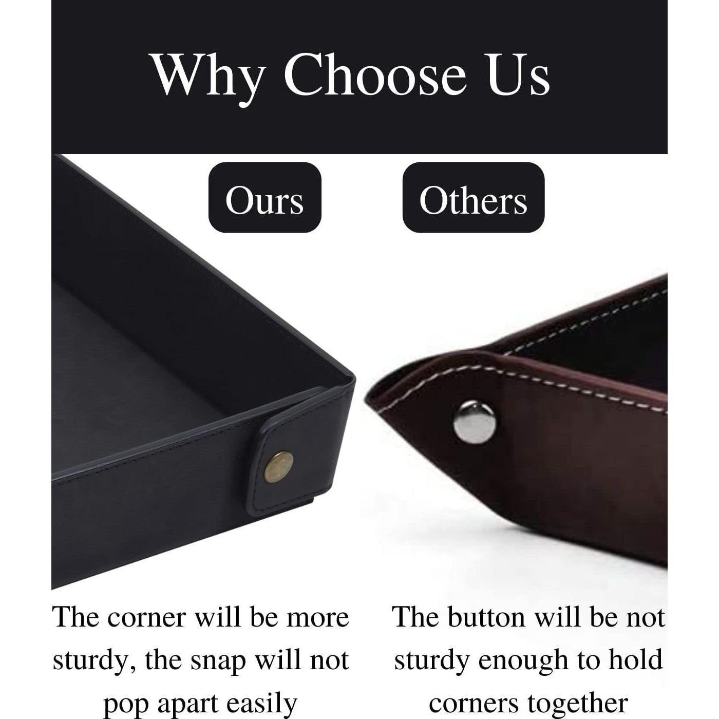 Bandeja Organizador de Cuero Sintético CASIRENA - Negro, Plegable