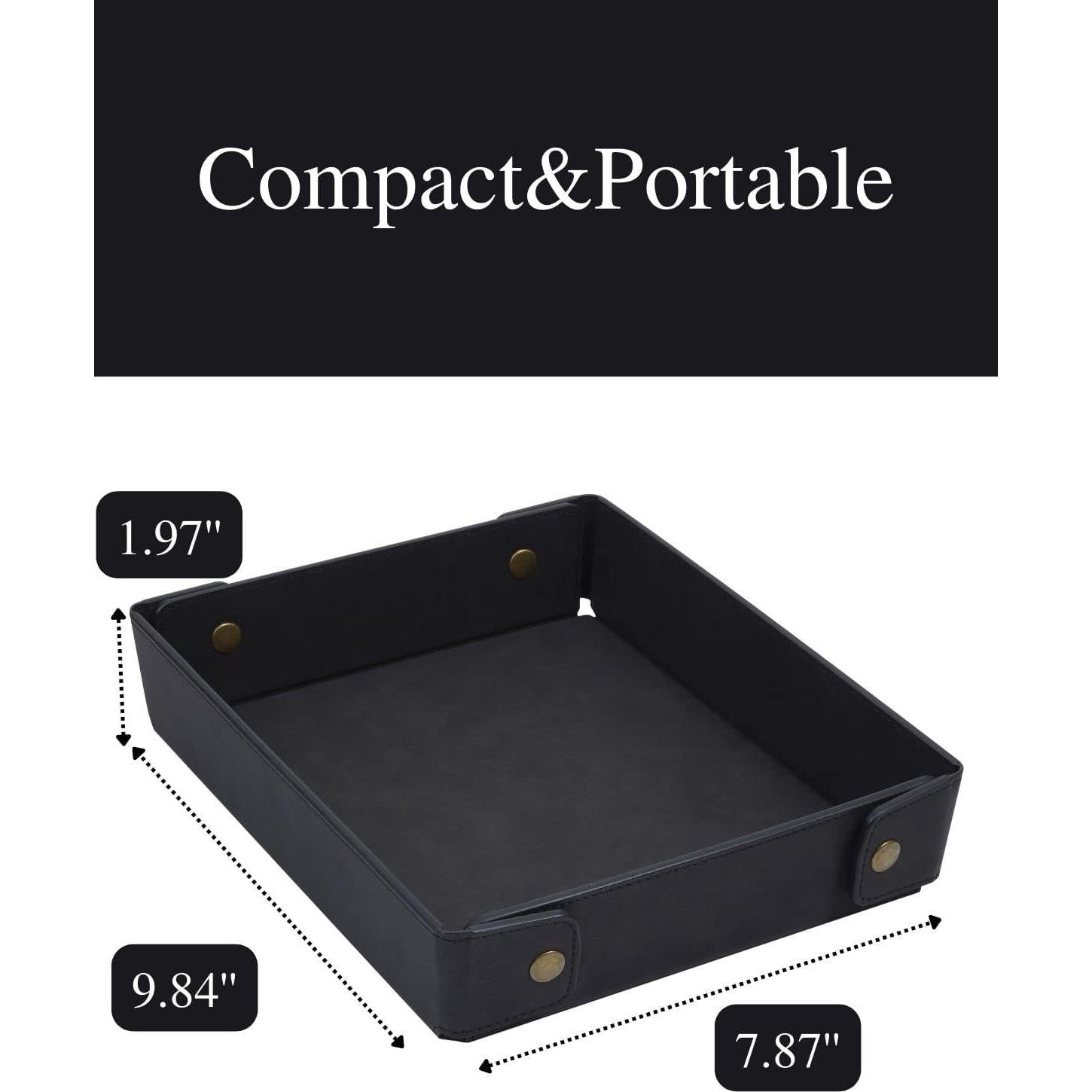 Bandeja Organizador de Cuero Sintético CASIRENA - Negro, Plegable