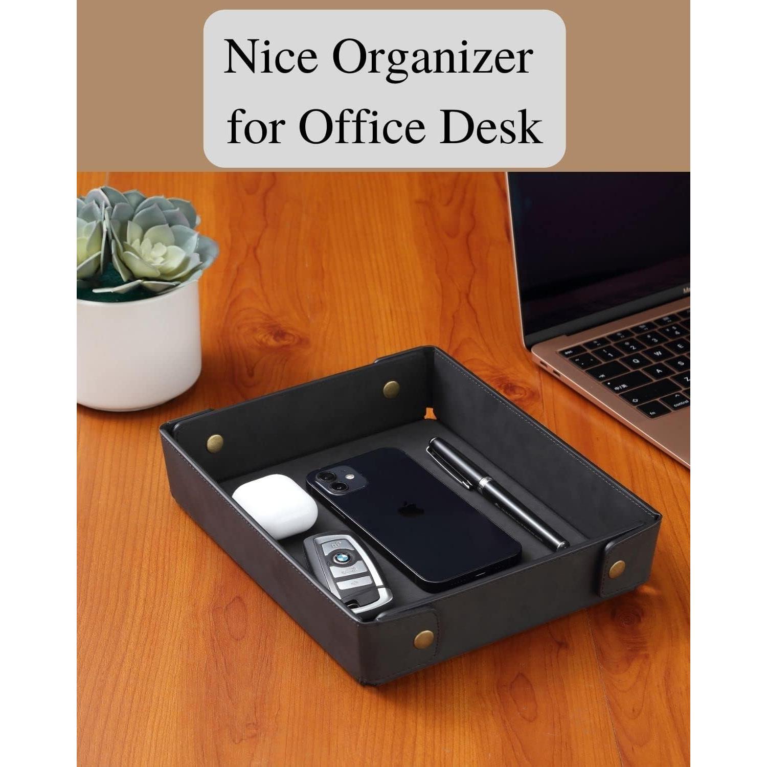 Bandeja Organizador de Cuero Sintético CASIRENA - Negro, Plegable