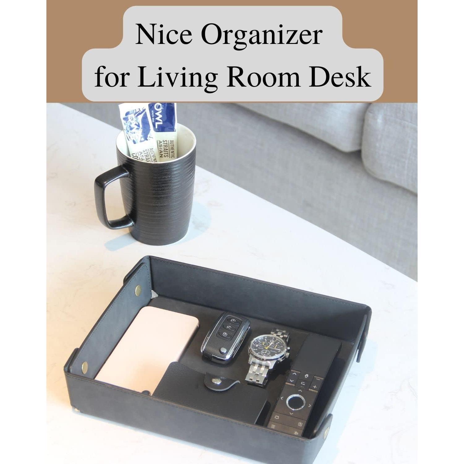 Bandeja Organizador de Cuero Sintético CASIRENA - Negro, Plegable