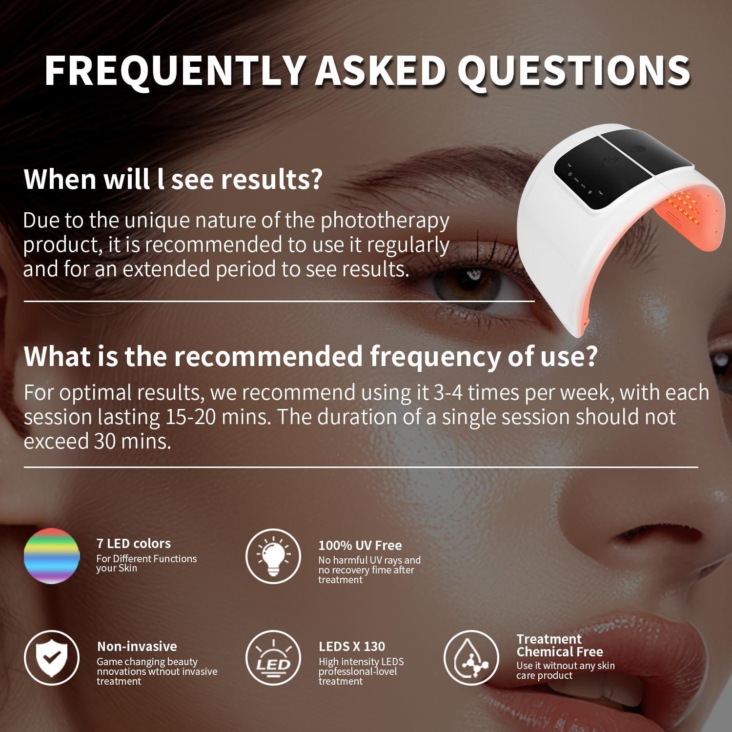 Máscara LED de Terapia de Luz Roja YOARDAH Semicírculo 7 Colores