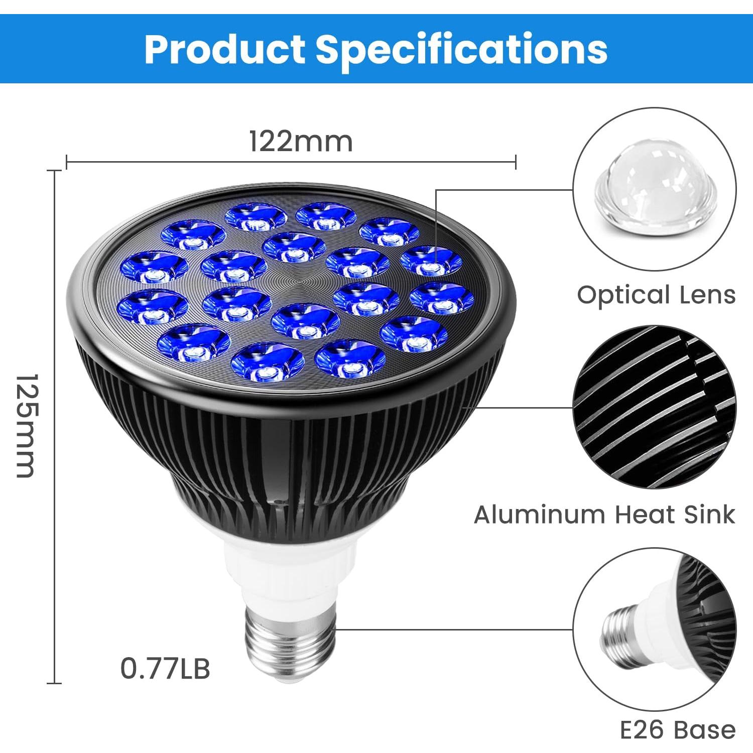 Bombilla de Terapia de Luz Azul Aumtrly 18 LEDs 13.39cm