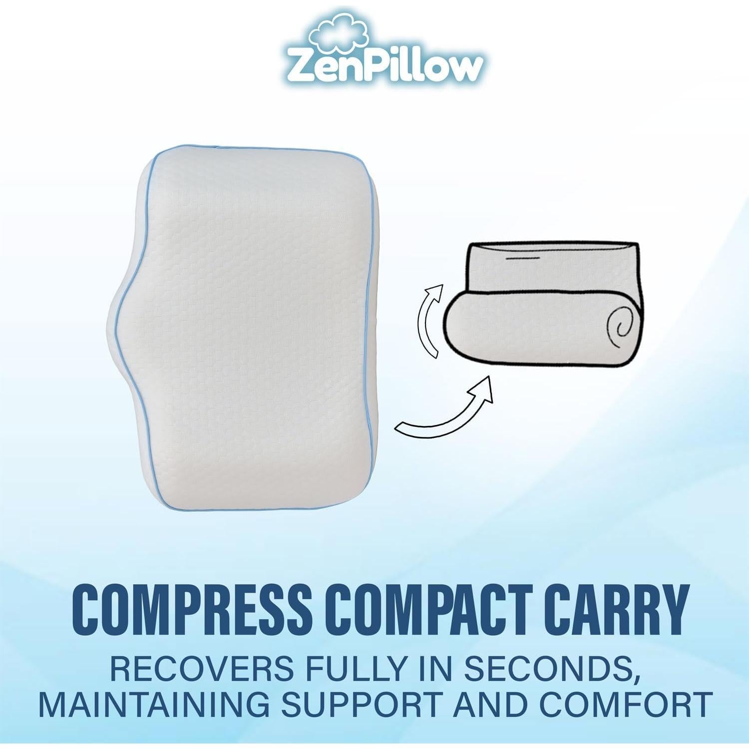 Almohada de Viaje Cervical ZenPillow - Espuma Viscoelástica 44.5x30.5cm