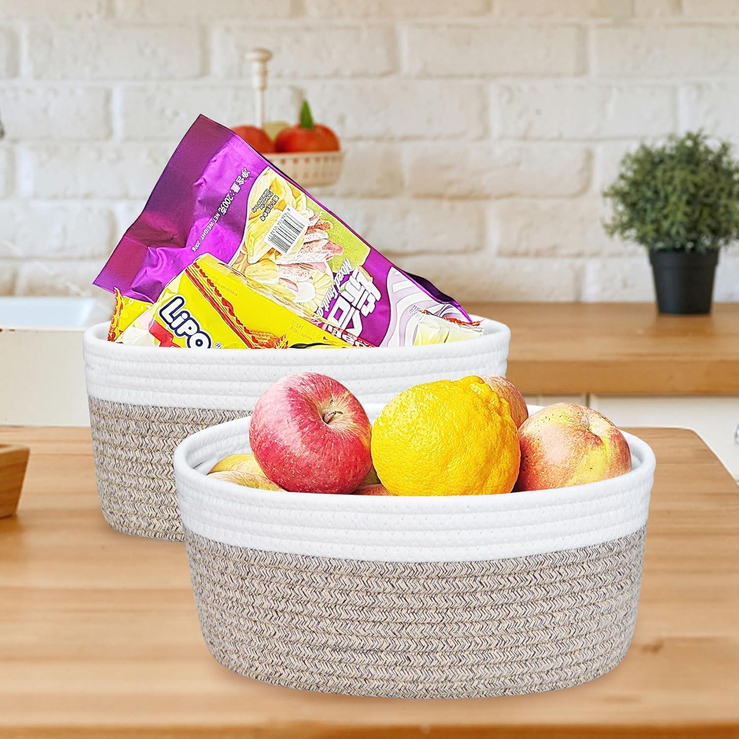 Cesta Pequeña Tejida ABenkle 30x20x13 cm para Almacenamiento