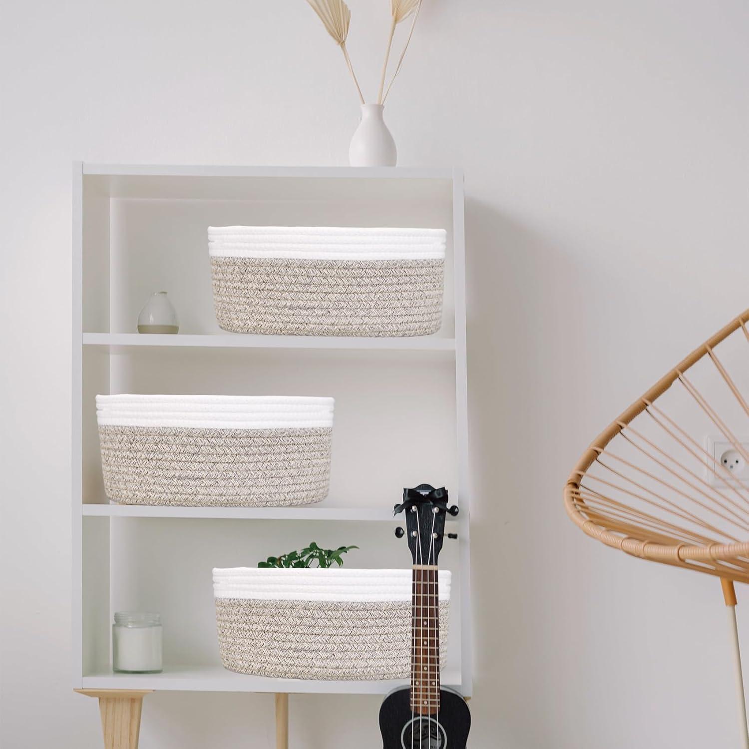 Cesta Pequeña Tejida ABenkle 30x20x13 cm para Almacenamiento