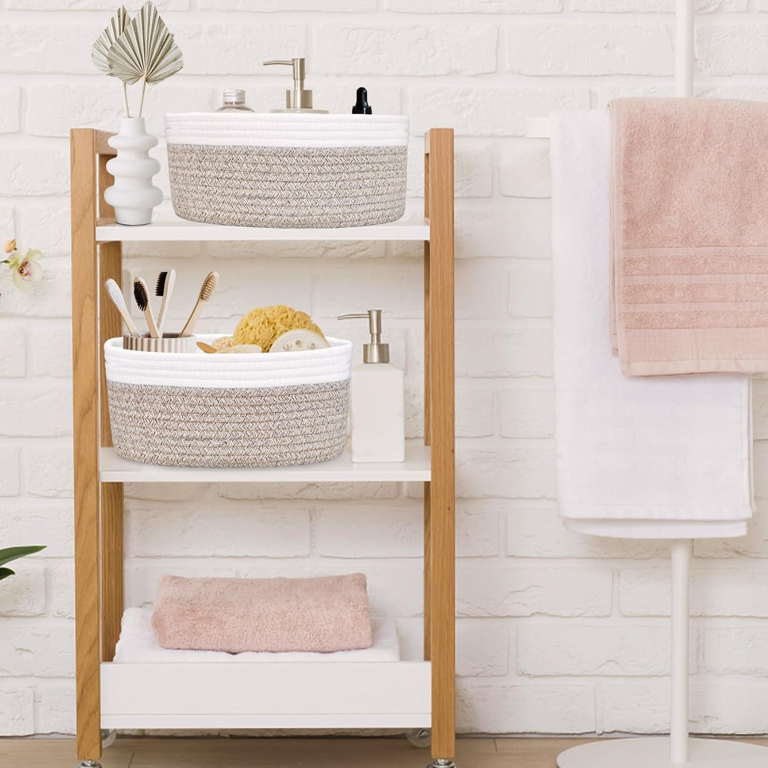 Cesta Pequeña Tejida ABenkle 30x20x13 cm para Almacenamiento