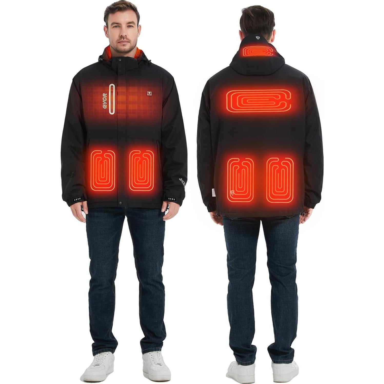 Chaqueta Calentada Eléctrica para Hombres 12V con Capucha Desmontable