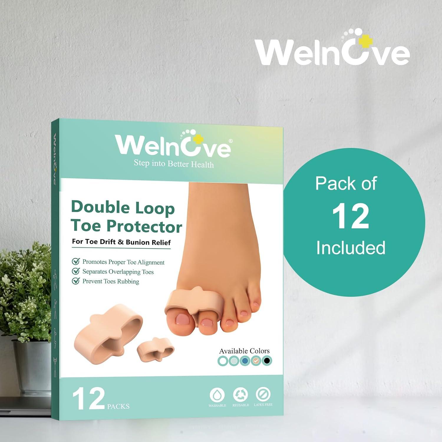 Welnove 12 Correctores de Juanetes y Separadores de Dedos Beige