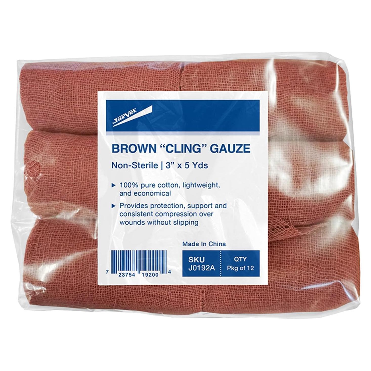 Gasa Adherente JorVet 100% Algodón 12 Rollos 7.6 cm x 4.57 m