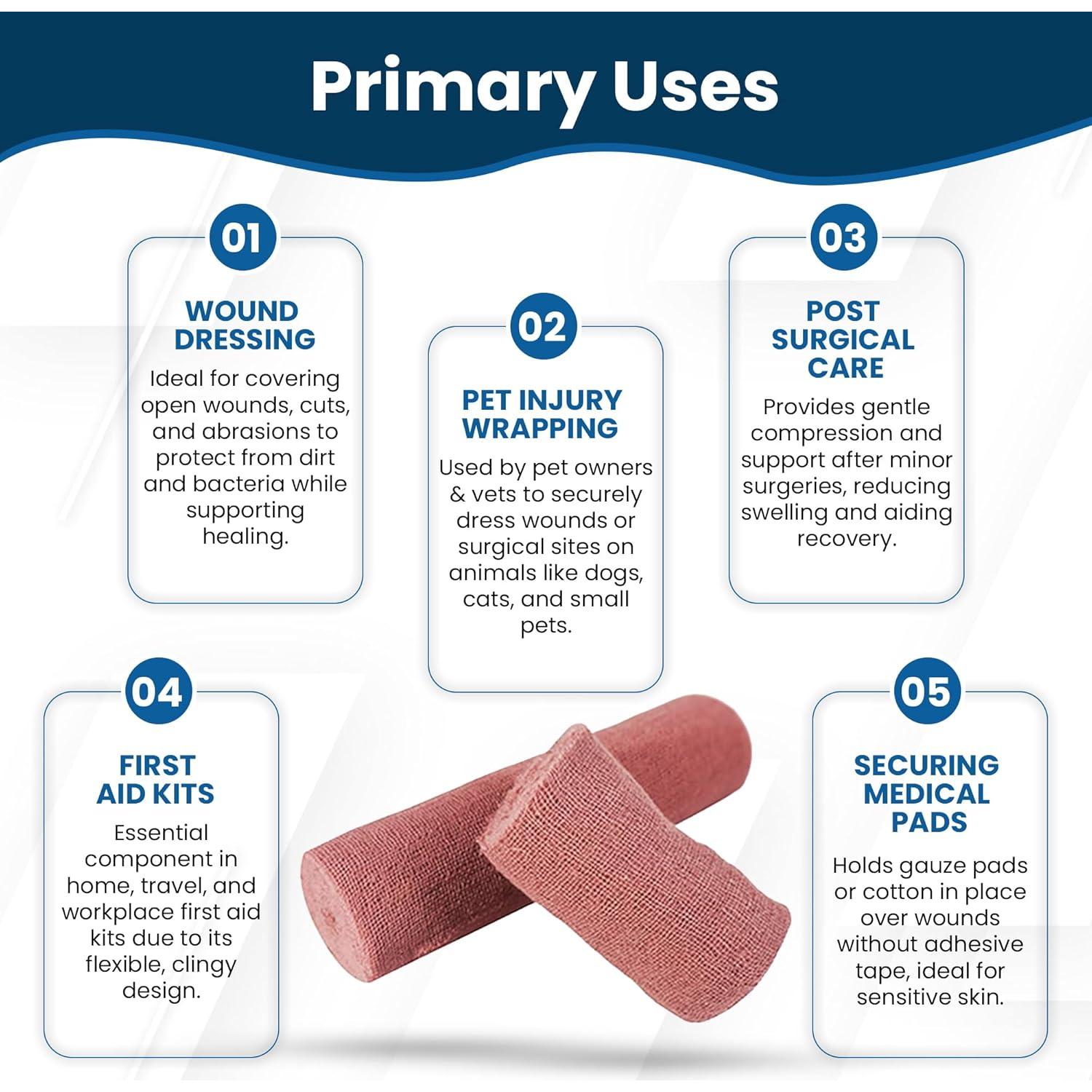 Gasa Adherente JorVet 100% Algodón 12 Rollos 7.6 cm x 4.57 m