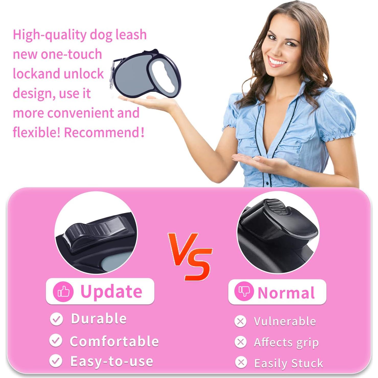 Correa Retráctil para Perros y Gatos Slognny 4.88m Nylon Gris