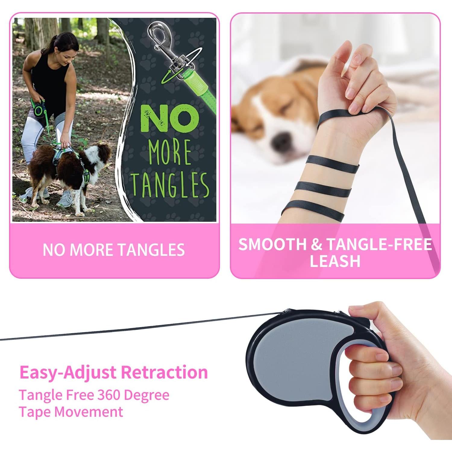 Correa Retráctil para Perros y Gatos Slognny 4.88m Nylon Gris