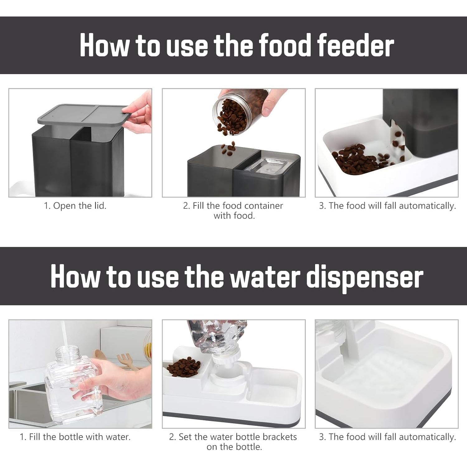 Dispensador Automático de Comida y Agua Luismia 1.5L Gris