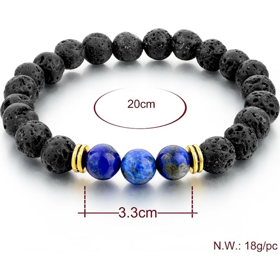 Pulsera de Lava Volcánica MYSTIQS Difusor de Aceites 15-18 cm
