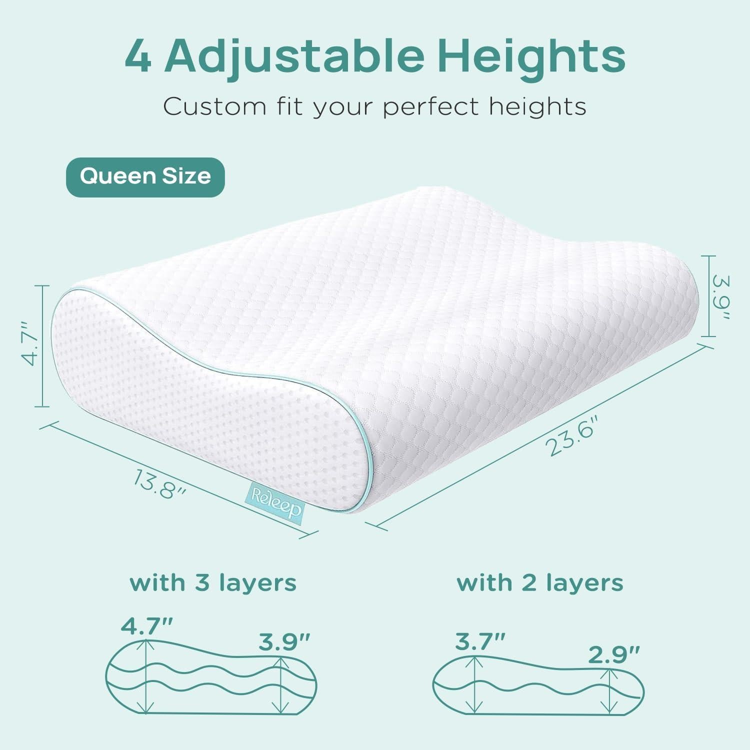 Almohada Cervical Ergonómica Releep Queen Ajustable Refrigerante