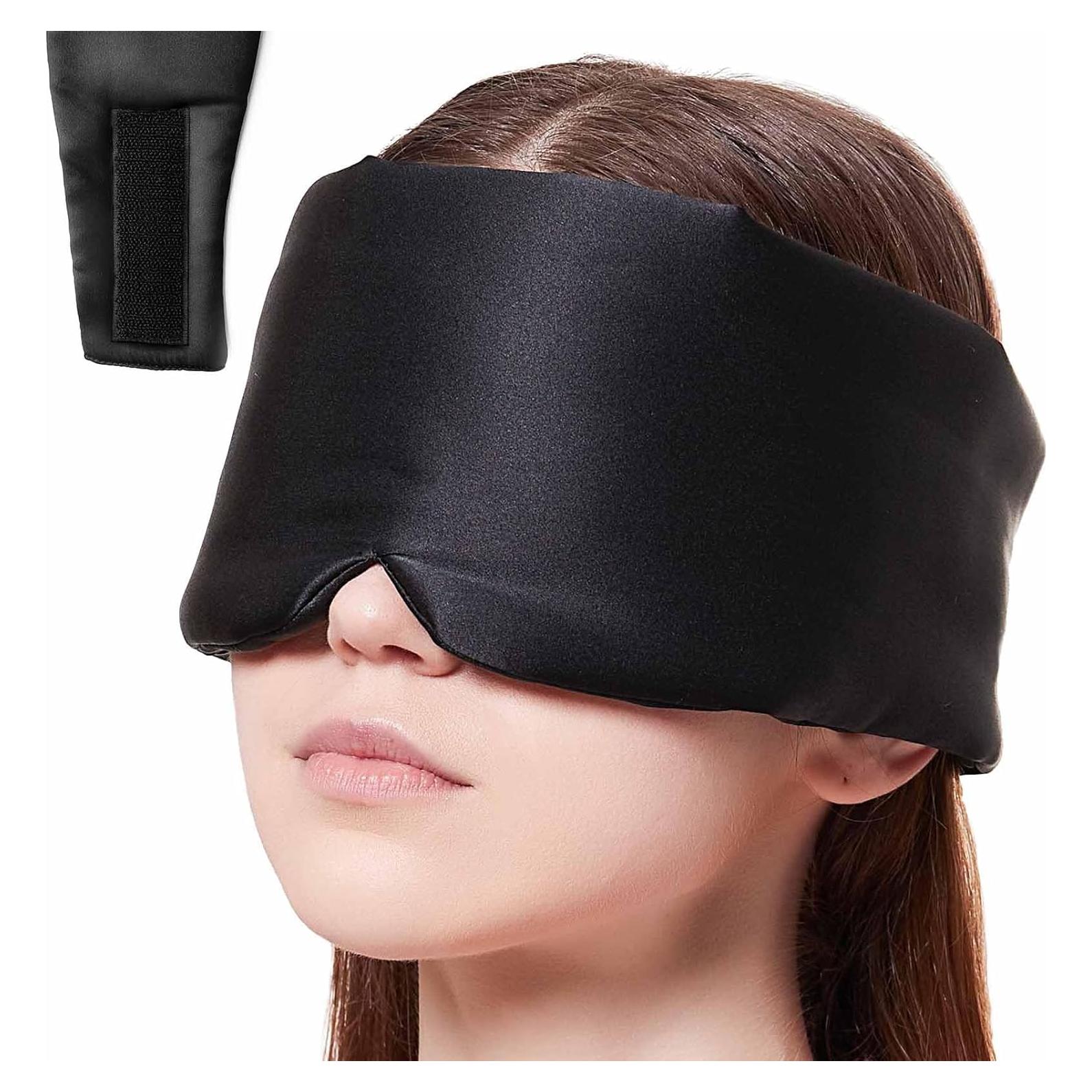 Máscara de Sueño de Seda Natural SOLZEK Ajustable Negro